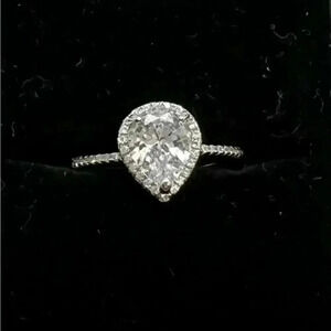 Pear shaped halo Diamond ring 925 sterling silver